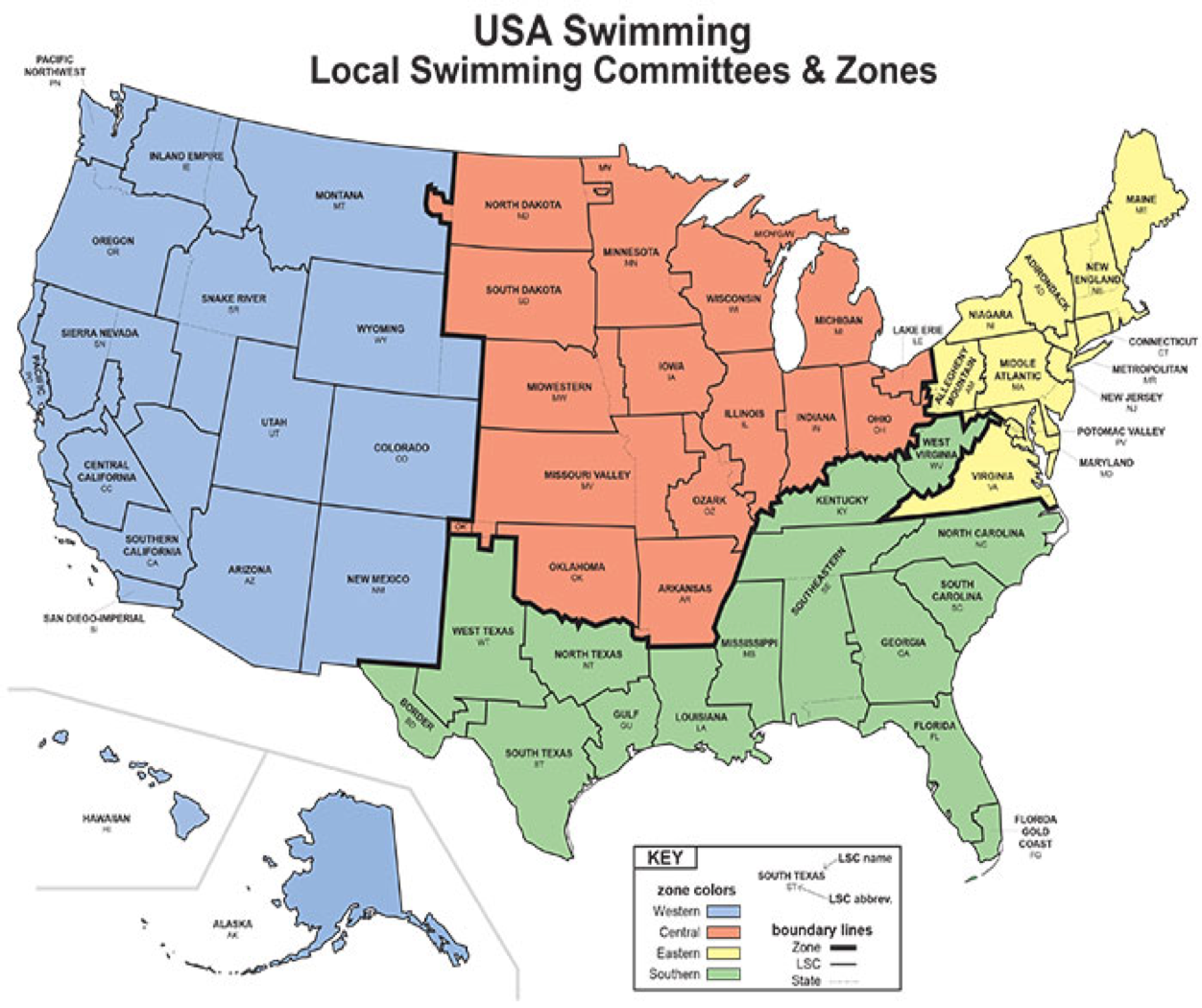 USA Swimming Zone Map