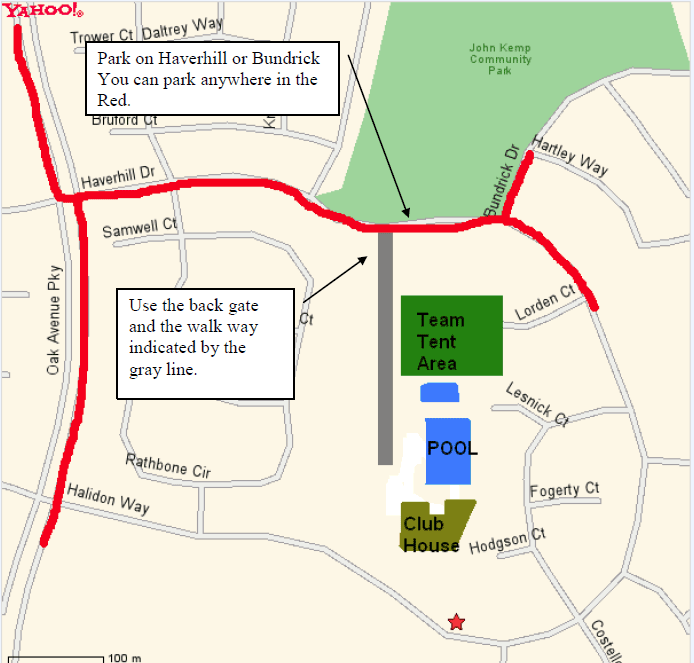 Map showing parking and tent areas